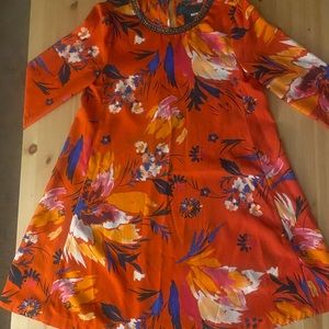 Anthropologie orange floral dress